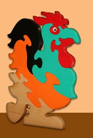 Puzzle coq en bois