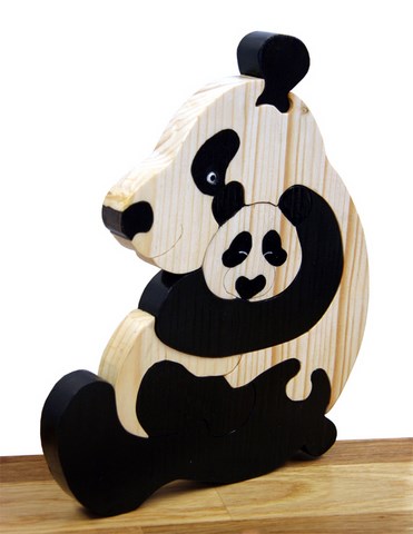 Puzzle panda en bois