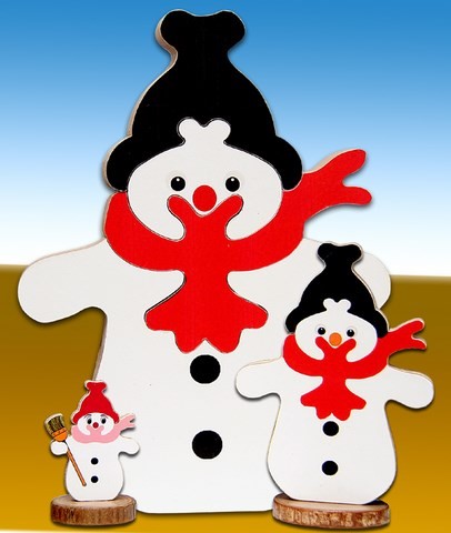 Puzzle bonhomme de neige en bois