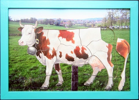 Puzzle vache en bois