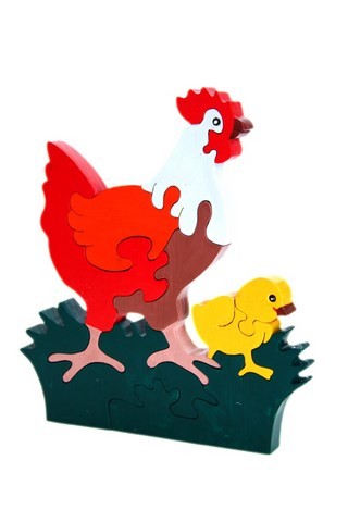 Puzzle poule et poussin en bois